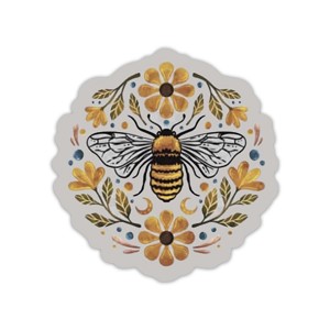 Flowers and Bee   Sticker (Peel N'Stick)