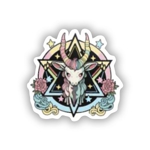 Kawaii Pastel Goth Cute Creepy Pentacle Baphomet  Sticker (Peel N'Stick)