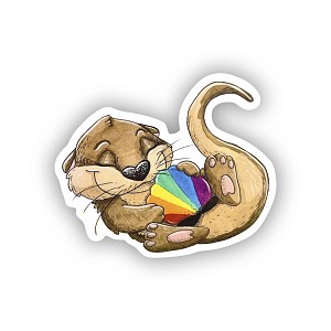 Otter Animal Cute Rainbow Funny Sticker (Peel N'Stick)