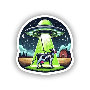 UFO Abducting Cow  Sticker (Peel N'Stick)