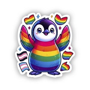 Playful Rainbow Penguin  Sticker (Peel N'Stick)