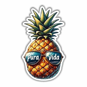 Pura Vida Tropical Pineapple Glasses  Sticker (Peel N' Stick)