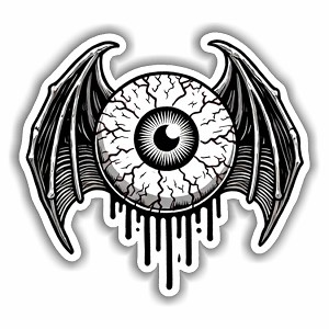 Creepy Eyeball with Bat Wings  Sticker (Peel N' stick) 