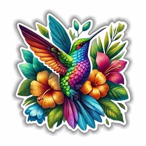 Lifelike Multicolored Hummingbird  Sticker (Peel N' stick)