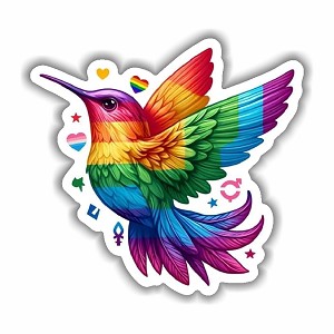 Delicate Rainbow Hummingbird LGBTQ+ Pride  Sticker (Peel N' stick)