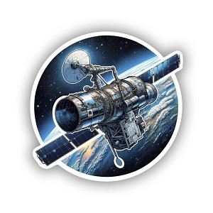 Hubble Space Telescope Orbiting Earth   Sticker (Peel N'Stick)