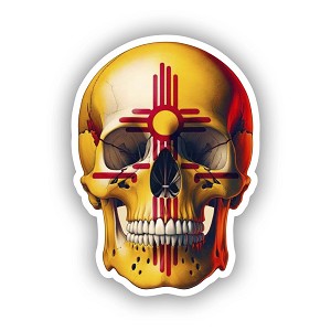 Skull Flag New Mexico Sun  Sticker (Peel N'Stick)
