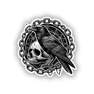 Gothic Crow with Chains and Cracked  Sticker (Peel N'Stick)
