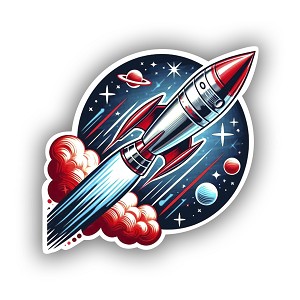 Classic 1950s Rocket Sticker (Peel N' Stick)