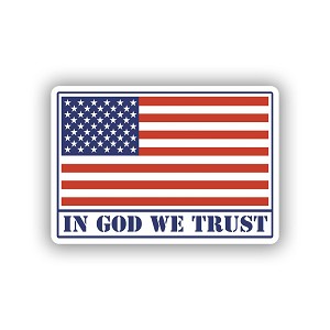 In God We Trust USA Flag  Sticker (Peel N' Stick)