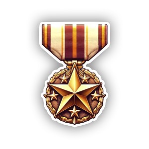Valor and Bravery Bronze Star Medal  Sticker (Peel N' Stick)