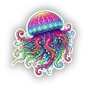 Psychedelic Jellyfish Sticker (Peel N' Stick)