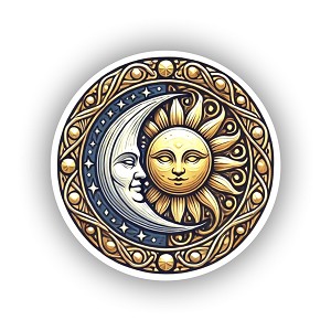 Sun and Moon Intertwined  Sticker (Peel N' Stick)
