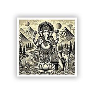 Detailed Ganesha  Sticker (Peel N' Stick)