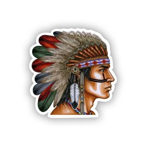 Native American Leader with Cherokee Nation Flag  Sticker (Peel N' Stick)