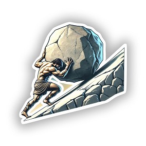 Realistic Sisyphus Struggle  Sticker (Peel N' Stick)