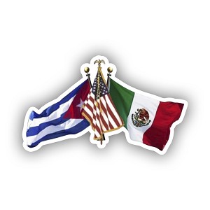 Cuba USA and Mexico Flag   Precision Cut Decal