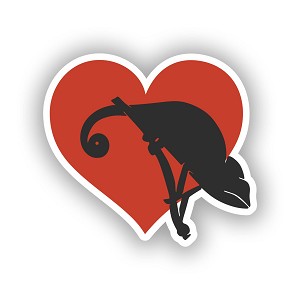 Love Heart Chameleon  Sticker (Peel N' Stick)