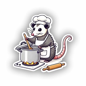 Chef Opossum Kitchen   Sticker (Peel N' Stick)