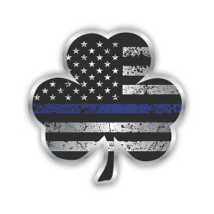Thin Blue Line Clover Police Law Enforcement   Sticker (Peel N' Stick)