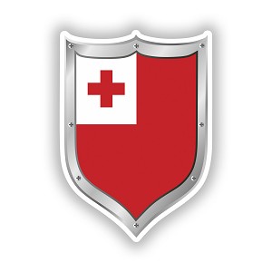 Tonga Shield Flag  Sticker (Peel N' Stick)
