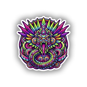 Aztec Quetzalcoatl Psychedelic.   Sticker (Peel N' Stick)