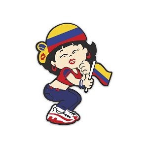 Colombia Flag Dancing Girl.   Sticker (Peel N' Stick)