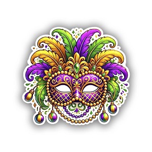 Mardi Gras Carnival Mask  STICKER (Peel N' Stick)