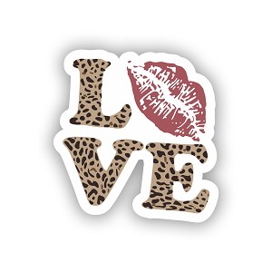 Love Leopard Letters Red Lips.  Sticker (Peel N' Stick)