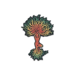 Rainbow Tree of Life Yoga Pose.  Sticker (Peel N' Stick)