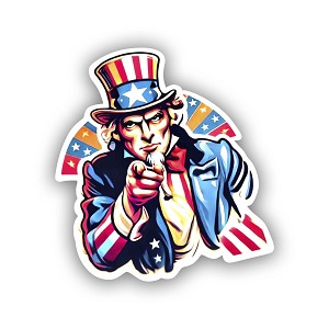 Uncle Sam Patriotic Design.  Sticker (Peel N' Stick)