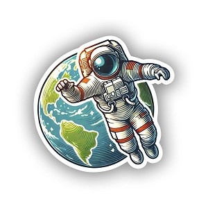 Vintage Astronaut.  Sticker (Peel N' Stick)