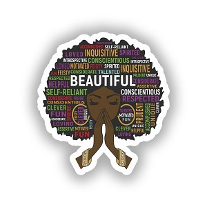 Beautiful Black Women Melanin Praying Queen Girls.  Sticker (Peel N' Stick)