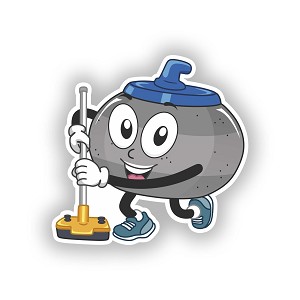 Curling Stone Cartoon.  Sticker (Peel N' Stick)