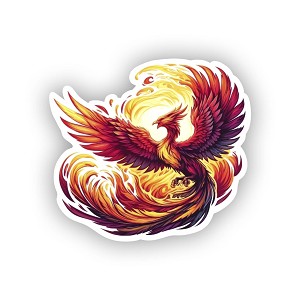 Fiery Phoenix Flight.  Sticker (Peel N' Stick)