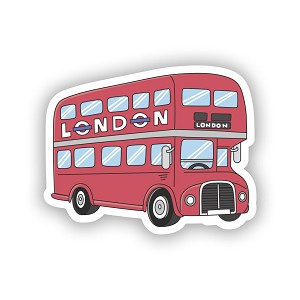 London Red Double Decker Bus.  Sticker (Peel N' Stick)