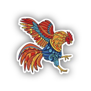 Fighting Rooster.  Sticker (Peel N' Stick)
