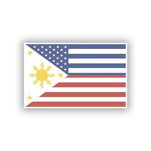 Philippines USA Flag.  Sticker (Peel N' Stick)
