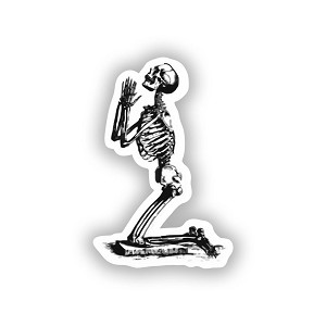 Praying Skeleton.  Sticker (Peel N' Stick)