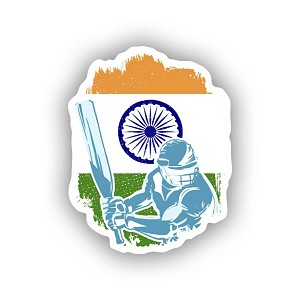 India Cricket Player Indian Flag.   Sticker  (Peel N' Stick)