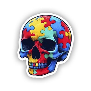Autism Spectrum Colored Skull.   Sticker  (Peel N' Stick)
