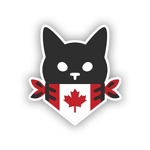 Black Cat Bandana Canada Flag.   Sticker  (Peel N' Stick)