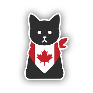 Black Cat Bandana Canada Flag.   Sticker  (Peel N' Stick)