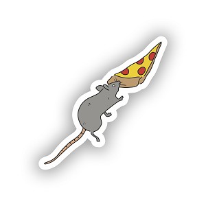 Rat Eating Pizza Sticker (Peel N' Stick)
