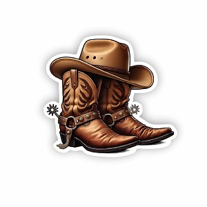 Cowboy Hat and Boots. Sticker (Peel N' Stick)