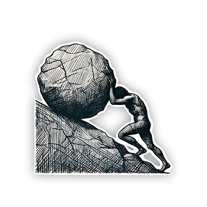 Lightly Sketched Sisyphus and Boulder. Sticker  (Peel N' Stick)