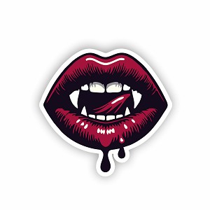 Vampire Fangs Red Lips. Sticker  (Peel N' Stick)