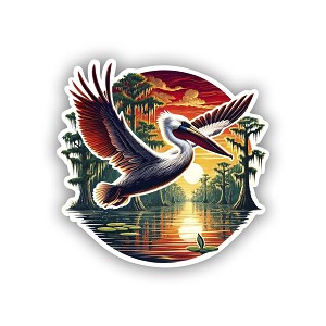 Sunset American Pelican.  Sticker (Peel N' Stick)