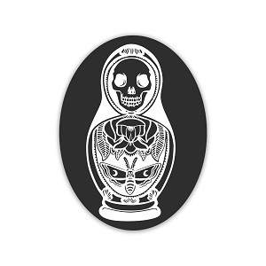 Nesting Doll Death Head Moth Memento Mori.  Sticker (Peel N' Stick)