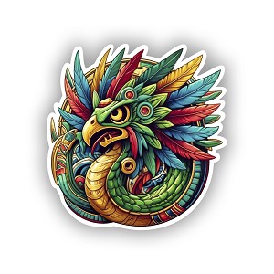 Aztec Quetzalcoatl Feathered Serpent God. Sticker (Peel N' Stick)